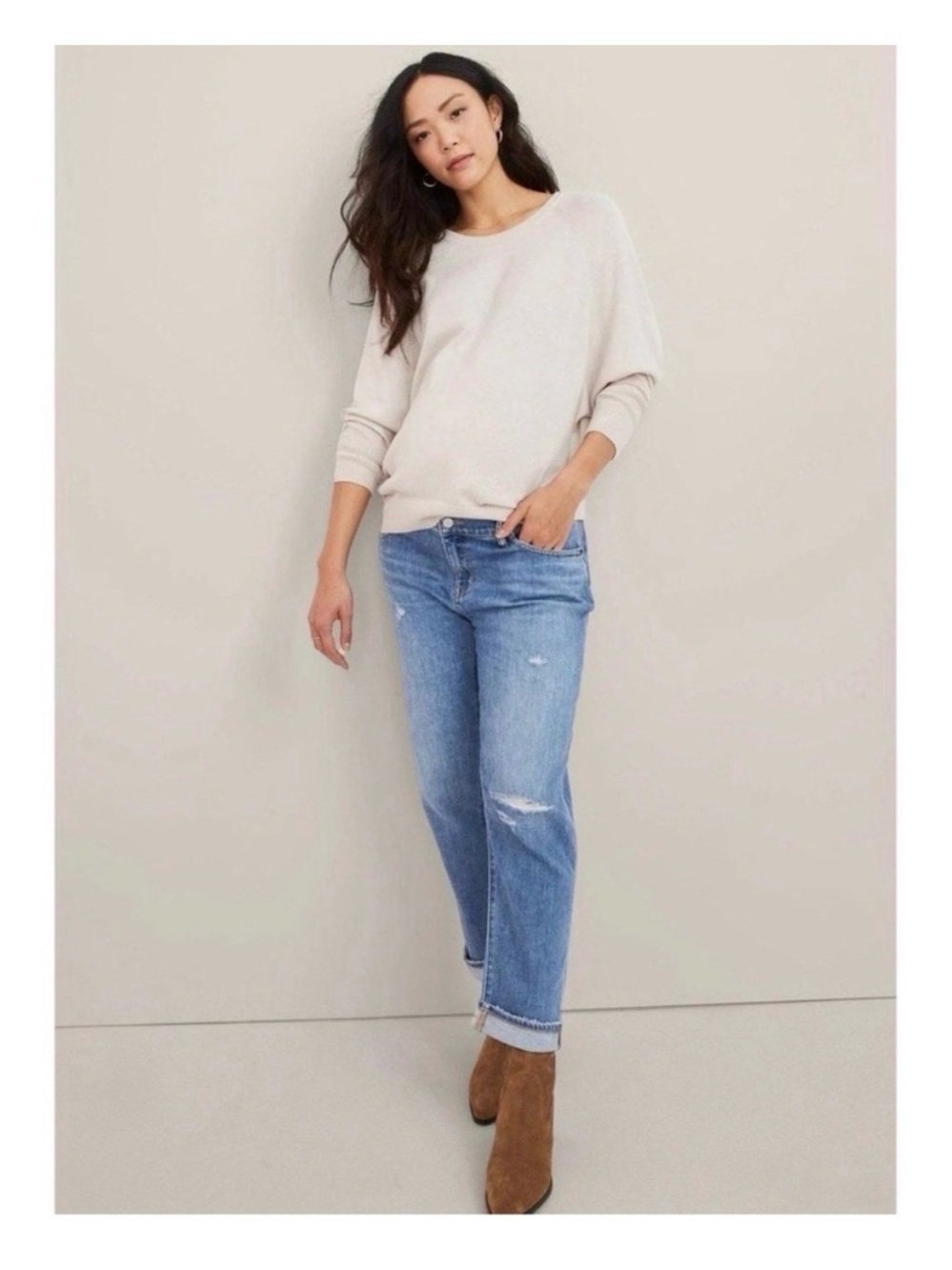 Hatch strong like a mama distressed maternity boyfriend jeans, size 25